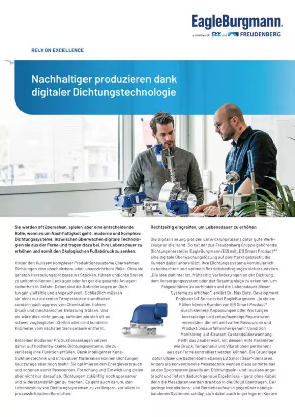 Nachhaltig produzieren dank digitaler Dichtungstechnologie. Smart 
seal. Case Study. Solution.