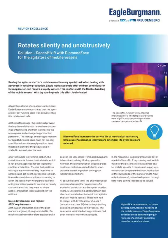 Rotates silently and unobstrusively. SeccoMixR with DiamondFace for mobile vessels. Case Study. Solution.
