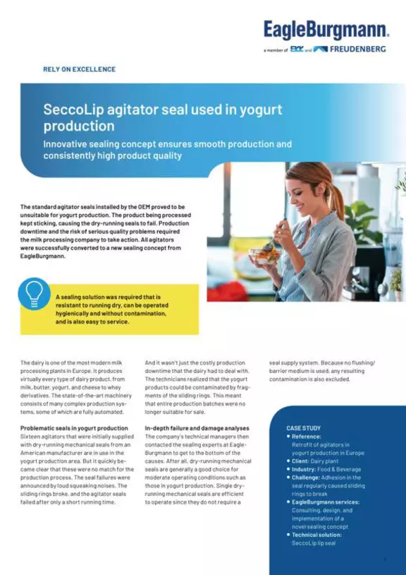 SeccoLip agitator seal used in yogurt production. Case Study Solution.