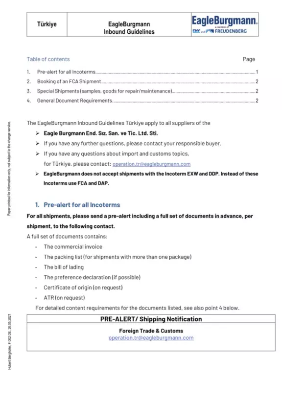 Inbound Logistics Guidelines (TR)