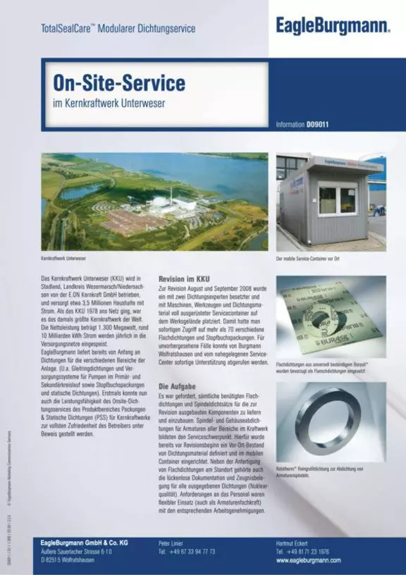 On-site service im Kernkraftwerk Unterweser. Germany. Case Study. Solution.