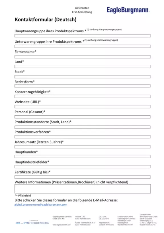Lieferanten-Erstanmeldung