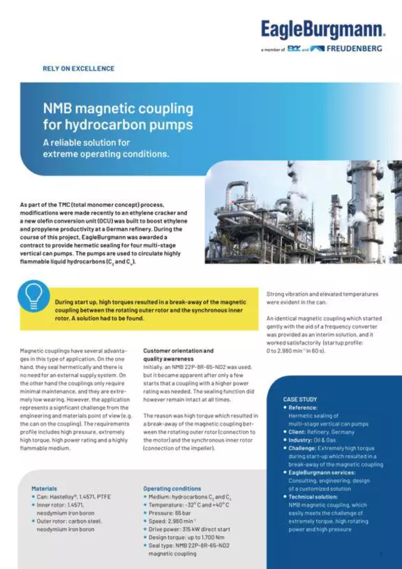Magnetic couplings for hydrocarbon pumps