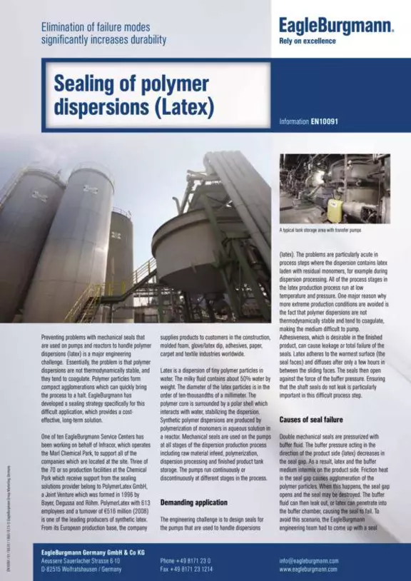 Sealing of polymer dispersions (Latex)