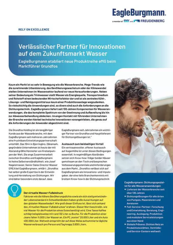 eMG. eHJ. Verlässlicher Partner für Innvationen auf dem Zukunftsmarkt Wasser. Grundfos. Case Study. Solution.