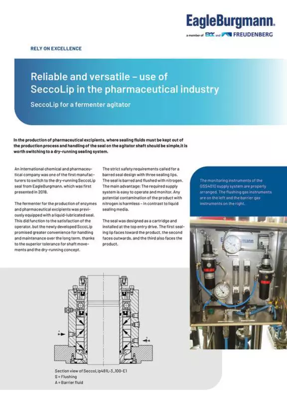 Reliable and versatile - use of SeccoLip in the pharmaceutical industry. Fermenter.