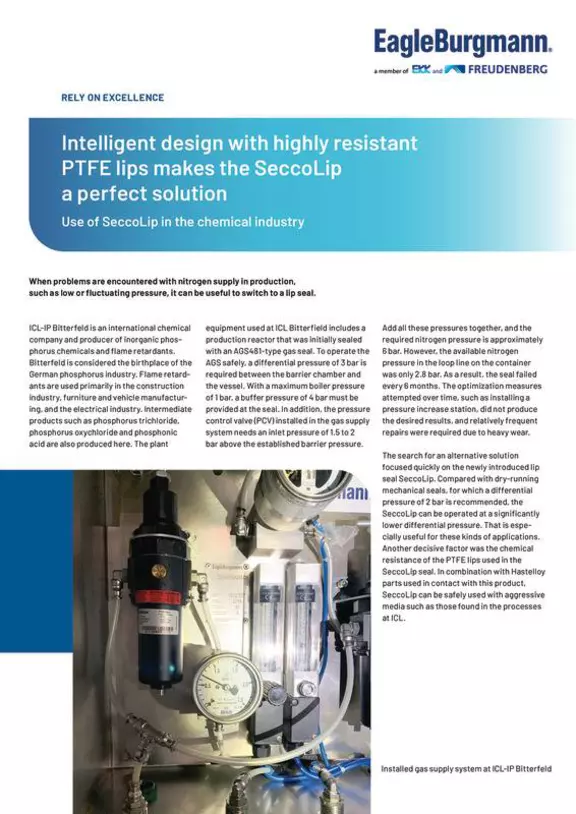 Intelligent design with highly resistant PTFE lips makes the SeccoLip a perfect solution. Case Study. Solution. lip seal.