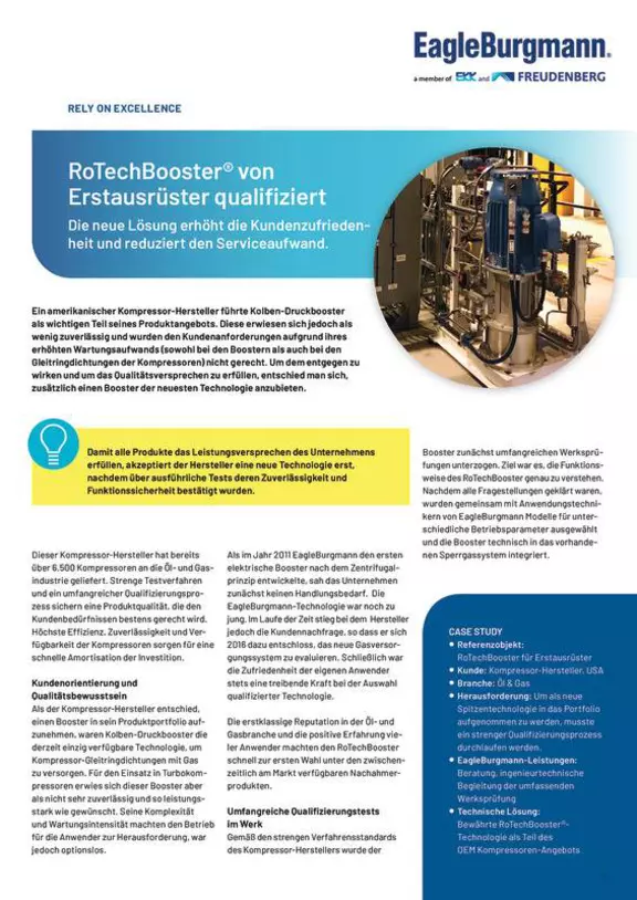 RoTechBooster von Erstausrüster qualifiziert. USA. Case Study. Solution. First fit.