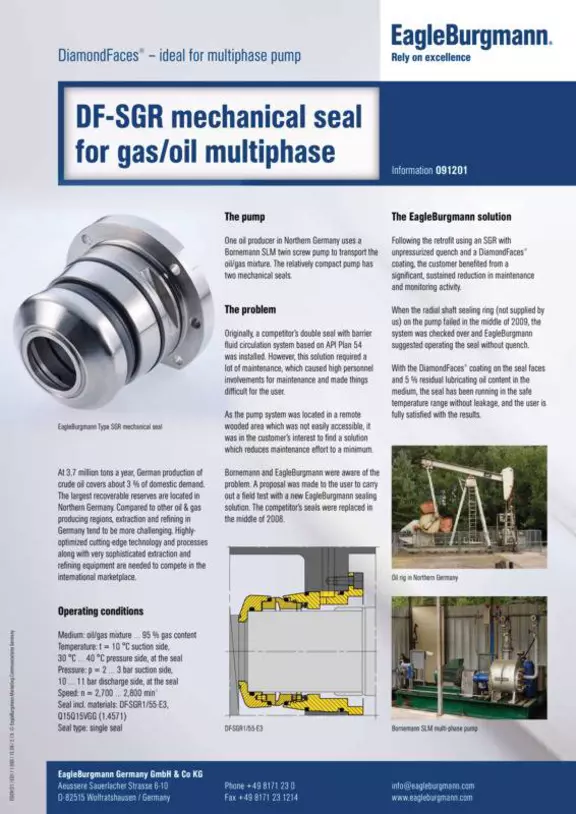 DiamondFace coated mechanical seal for multiphase pump
