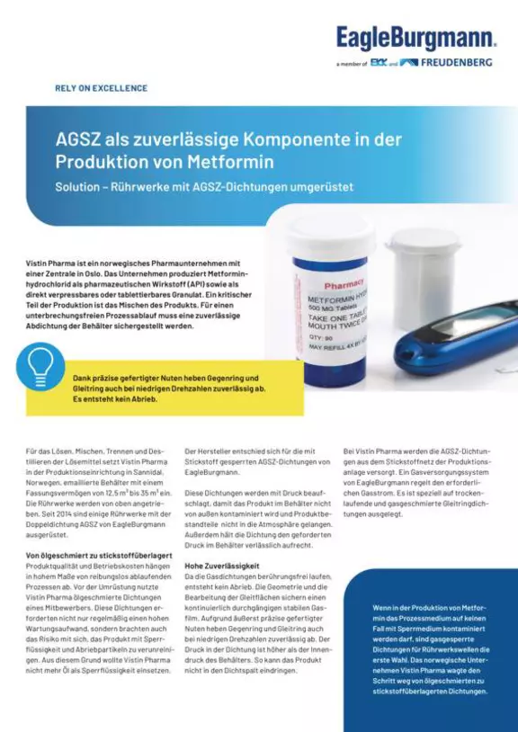 AGSZ als zuverlässige Komponente in der Produktion von Metformin. Case Study. Solution.