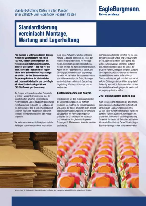 Standardisierung vereinfacht Montage, Wartung und Lagerhaltung. Cartex. Schweden. Case Study. Solution.