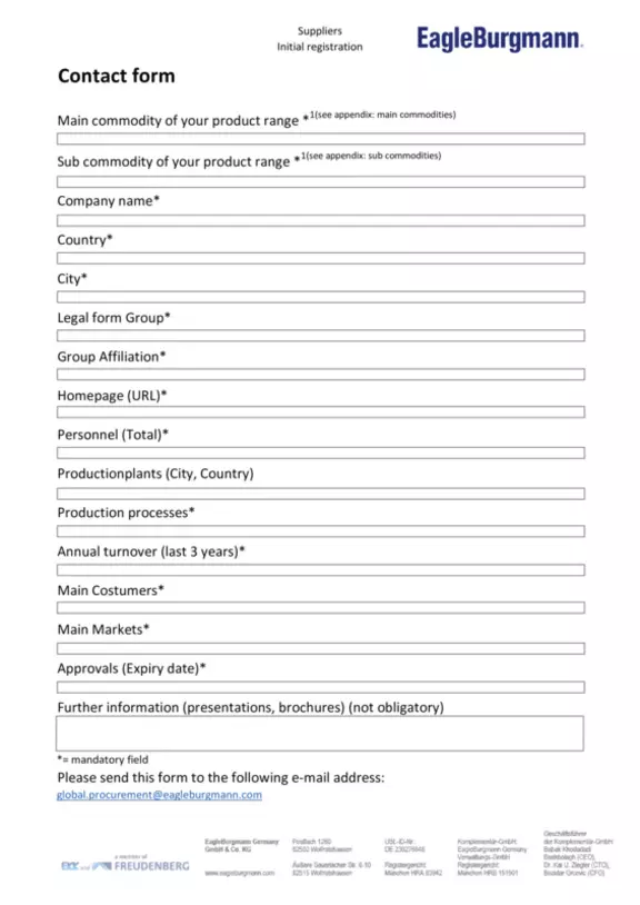 Suppliers Initial Registration