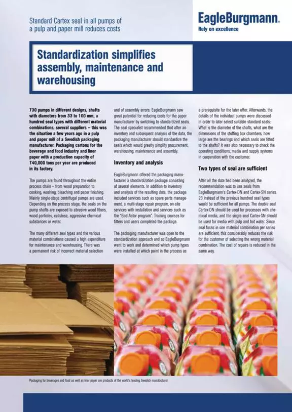 Standardization simplifies assembly, maintenance and warehaousing. Cartex. Sweden. Case Study. Solution.