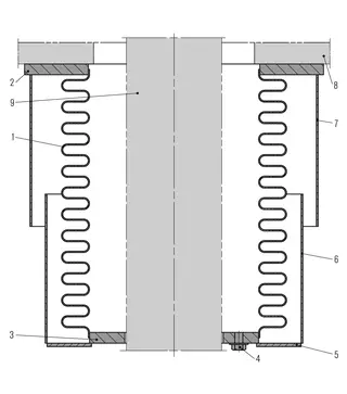 Technical drawing of Penetration seal metal expansion joints