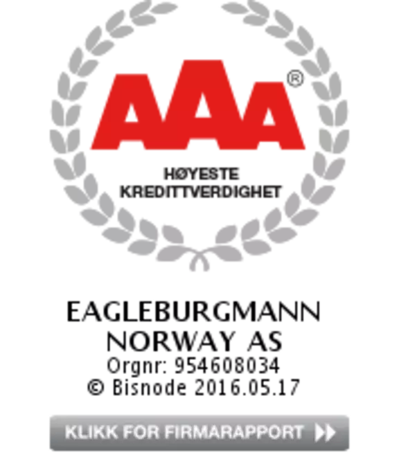 AAA-merke for høyeste kredittverdighet for EagleBurgmann Norway AS, som fremhever selskapets sterke kredittvurdering.