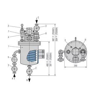 Technical drawing of TS3000