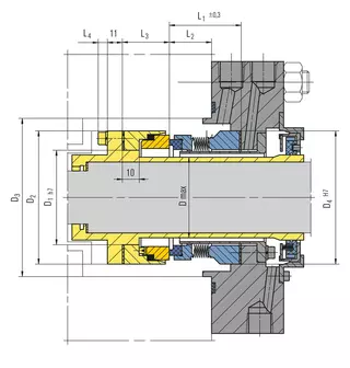 Technical drawing of High temperature advanced
seals YE400, Y014