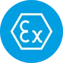 Blue circular icon with a white hexagonal outline and the characters “C” and “x,” representing chemical applications, formulas, or technical labeling.