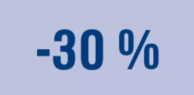 Minus 30 percent icon for EagleBurgmann DiamondFace technology, highlighting reduced operating costs, wear, or resource consumption in industrial sealing applications.