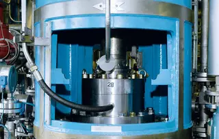 Close-up of an industrial process system with installed sealing unit.