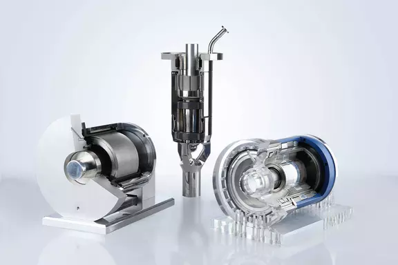 Product display of various industrial agitator seals for process applications.
