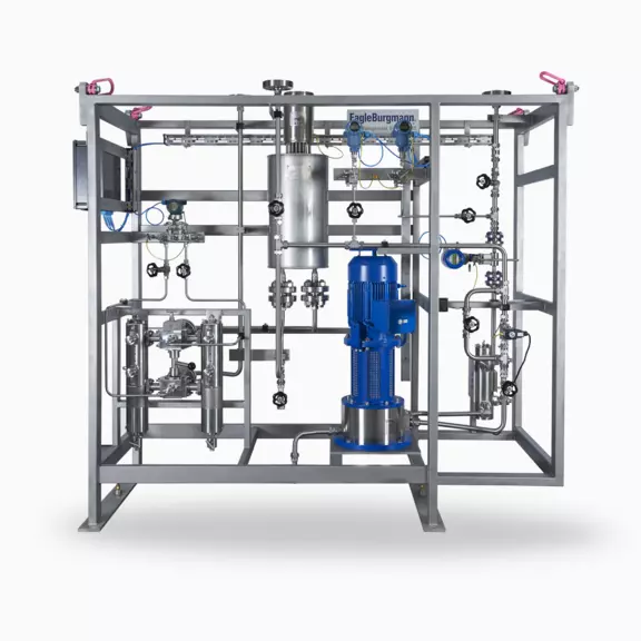 Industrial mechanical seal supply system with pump unit, piping, valves and measuring instruments.