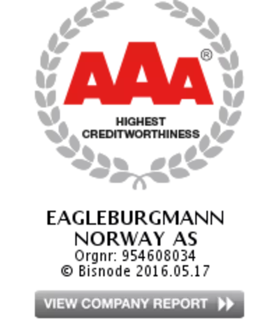 AAA highest creditworthiness award badge for EagleBurgmann Norway AS, highlighting the company’s strong business credit rating.
