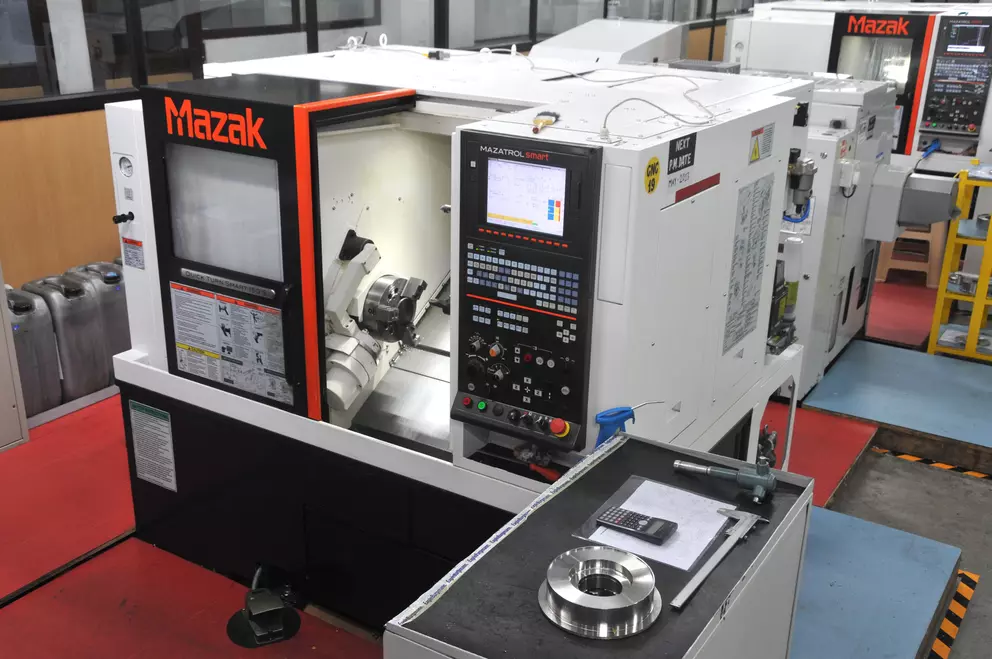 Mazak CNC machine used for precision manufacturing of industrial components.