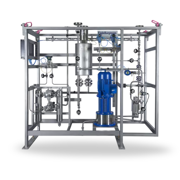 Industrial mechanical seal supply system with pump unit, piping, valves and measuring instruments.