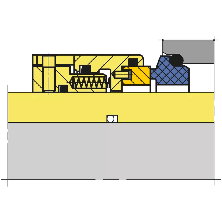 Cross-sectional diagram of a mechanical seal for marine current turbine systems.