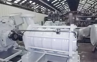 Multistage high-pressure pump used in the reverse osmosis water desalination process in Oman.