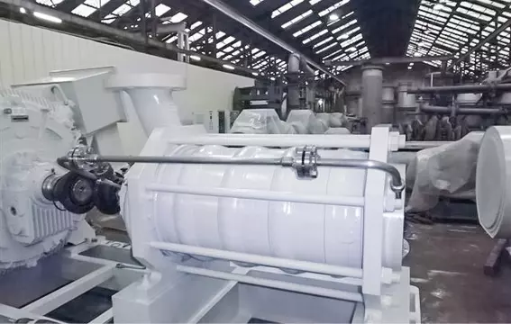 Multistage high-pressure pump used in the reverse osmosis water desalination process in Oman.