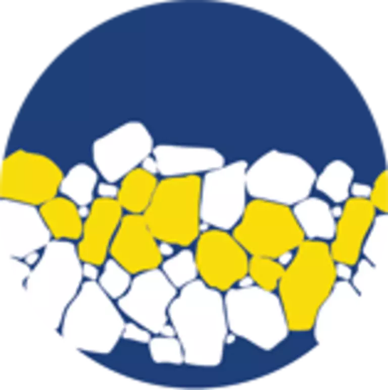 Icon graphic with particles indicating abrasive media in pump applications.