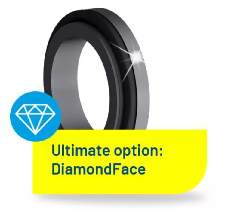 Mechanical seal ring with DiamondFace technology for enhanced durability and sealing performance.