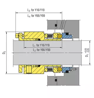 Technical drawing of High temperature seals
Y16, Y19, Y66, Y99