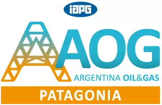 A circular logo for Diario de la AOG Argentina Oil & Gas Patagonia, featuring an orange/green oil rig graphic forming the first 'A' of AOG.