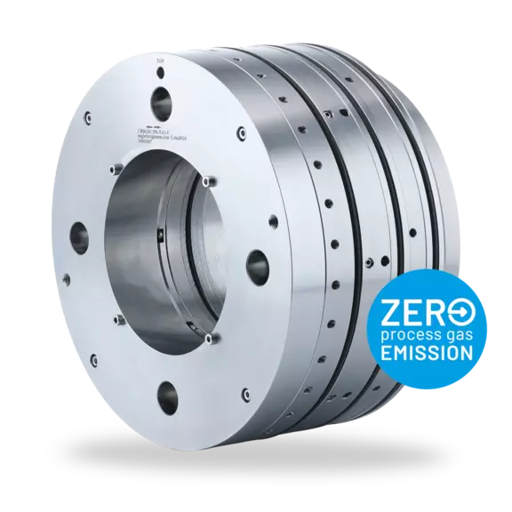 Zero-emission industrial mechanical seal with precision-machined metal housing for reliable leakage control in pumps and rotating equipment.