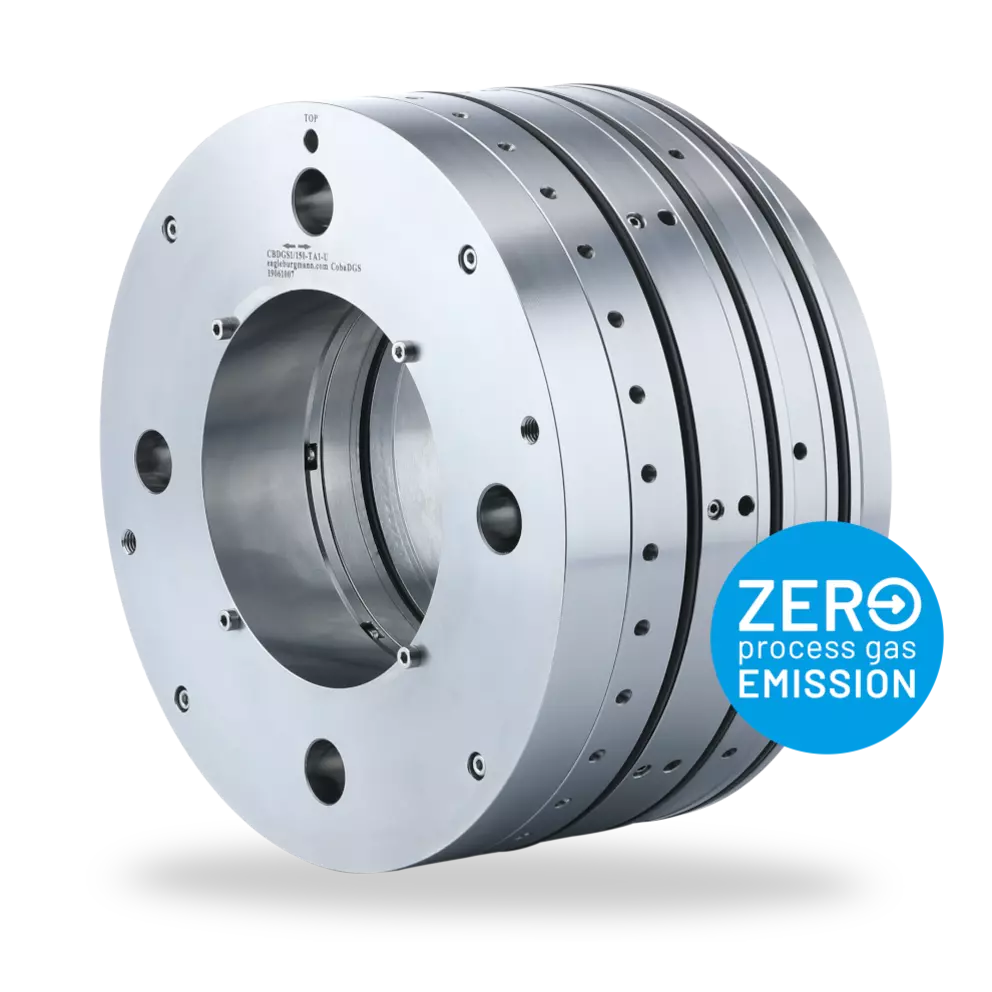 Zero-emission industrial mechanical seal with precision-machined metal housing for reliable leakage control in pumps and rotating equipment.