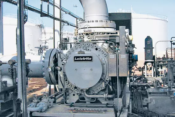 Leistritz-Doppelschrauben-Mehrphasenpumpe mit EagleBurgmann SHV-D4/170-E1 Doppeltwirkender Wellendichtung an einer ExxonMobil-Pumpstation in Afrika.