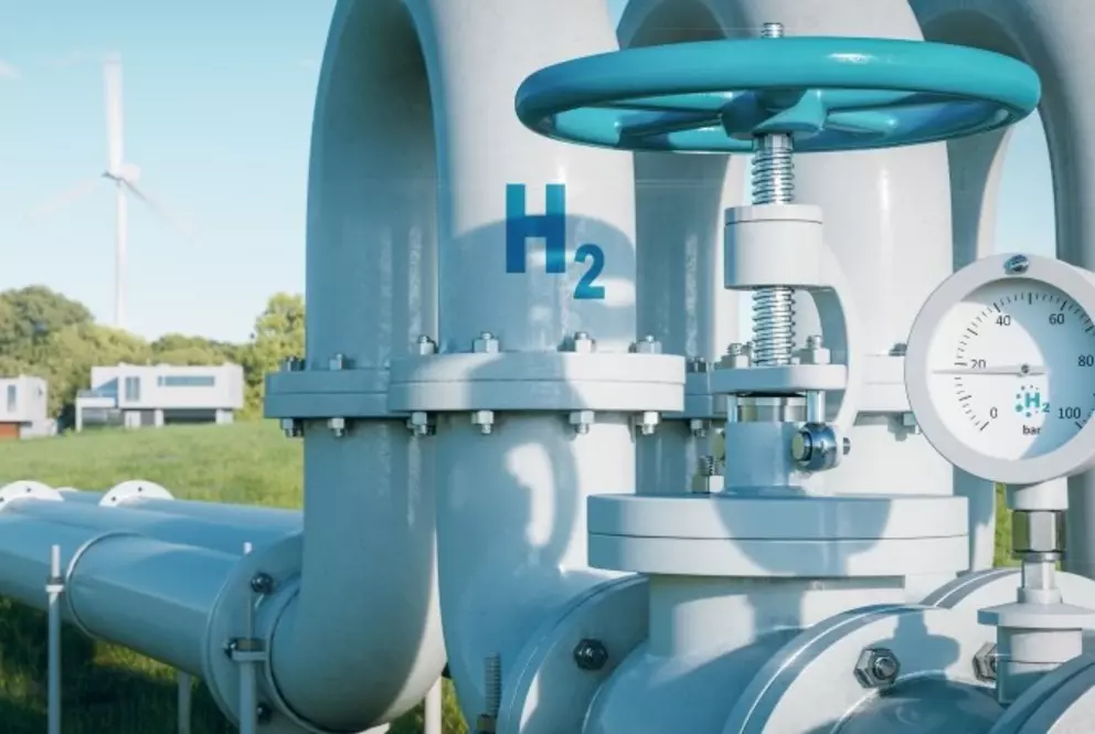 Wasserstoff-Pipelinesystem mit Überwachungstechnologie, das die Verteilung sauberer Energie aus erneuerbaren Quellen unterstützt.