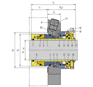 Technical drawing of Cartex
Dual seals