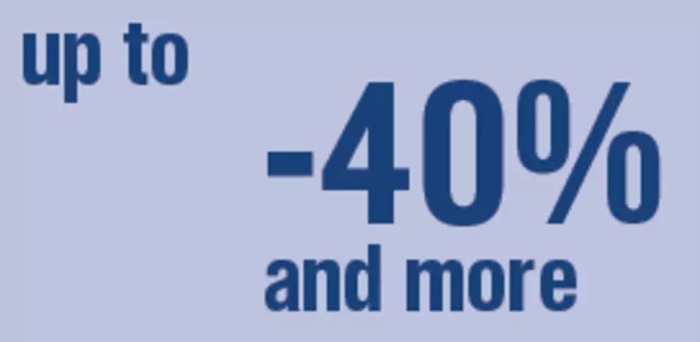 Up to -40% and more icon for EagleBurgmann DiamondFace technology, highlighting significant savings and improved efficiency in mechanical seal applications.
