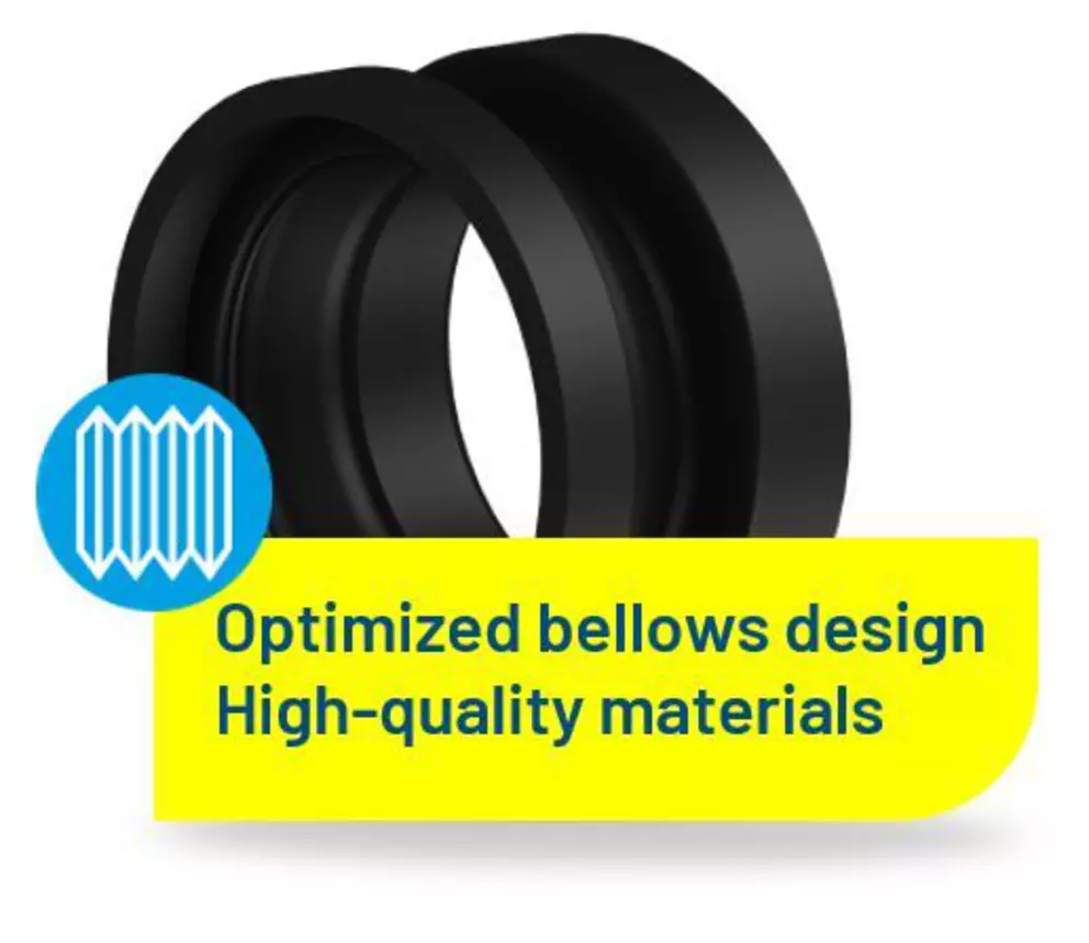 Close-up product image of a black mechanical seal bellows with optimized bellows design and high-quality materials for durable industrial sealing performance.