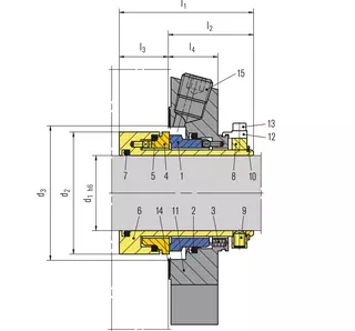 Technical drawing of eCartex
Single seals