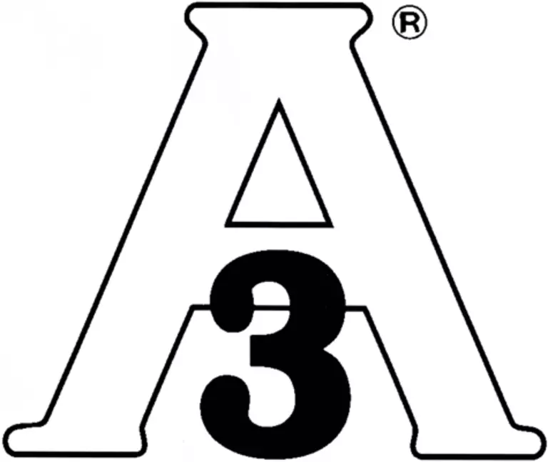 3-A-Sanitary-Standards-Logo, das die Einhaltung hygienischer Designanforderungen für Lebensmittel- und Molkereianlagen kennzeichnet.