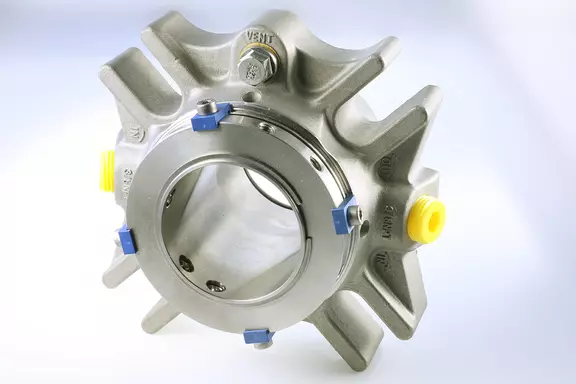 EagleBurgmann DiamondFace mechanical seal housing in product view, highlighting the precision-engineered seal assembly for industrial sealing applications.