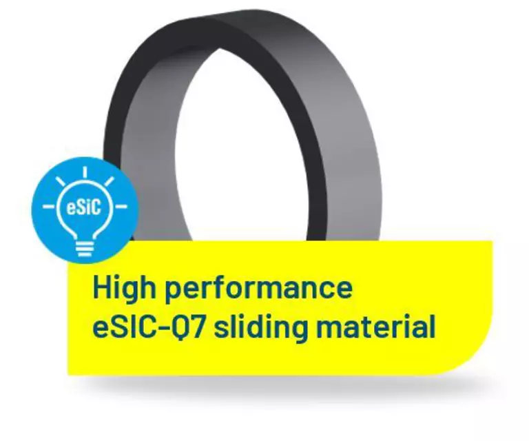 Close-up image of a mechanical seal ring featuring high-performance eSiC-Q7 sliding material for long-lasting, wear-resistant, and efficient industrial sealing applications.