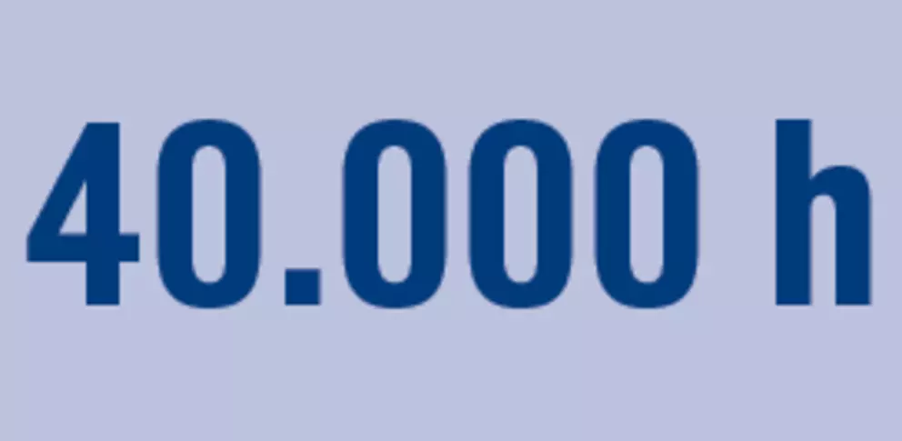 40,000 hours icon for EagleBurgmann DiamondFace technology, highlighting extended service life and long-term reliability in mechanical seal applications.