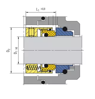Technical drawing of Class P unbalanced seals
P01, P02, P11, P12